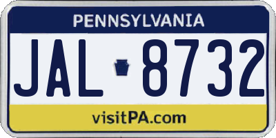 PA license plate JAL8732