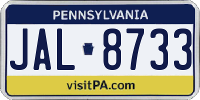 PA license plate JAL8733