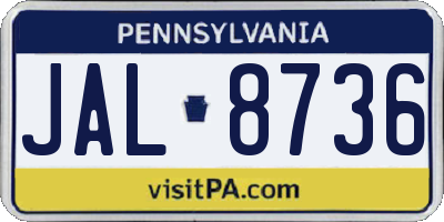 PA license plate JAL8736