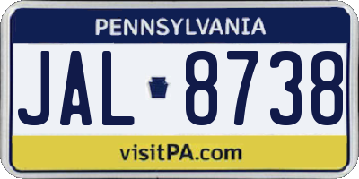 PA license plate JAL8738