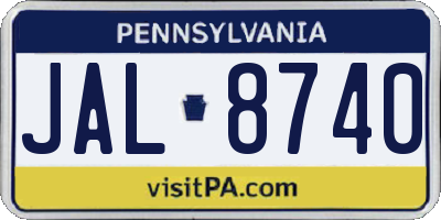 PA license plate JAL8740