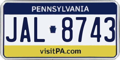 PA license plate JAL8743