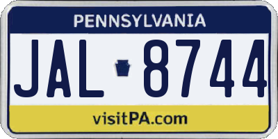 PA license plate JAL8744