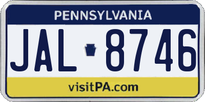 PA license plate JAL8746