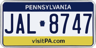PA license plate JAL8747
