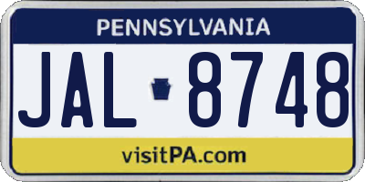 PA license plate JAL8748