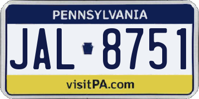 PA license plate JAL8751