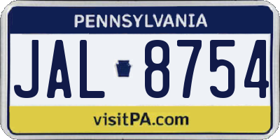 PA license plate JAL8754