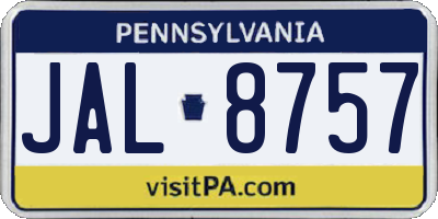 PA license plate JAL8757