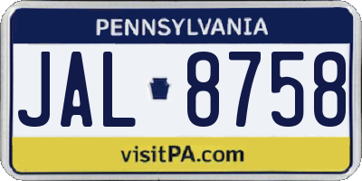 PA license plate JAL8758