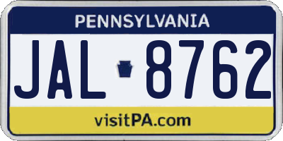 PA license plate JAL8762