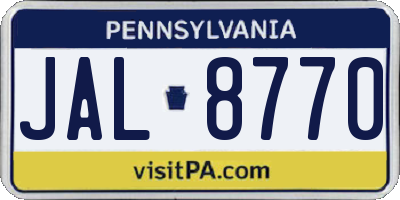 PA license plate JAL8770