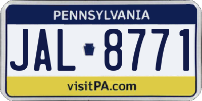 PA license plate JAL8771