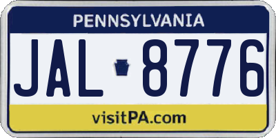 PA license plate JAL8776