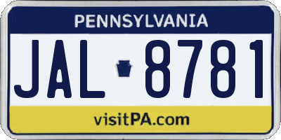 PA license plate JAL8781