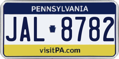 PA license plate JAL8782