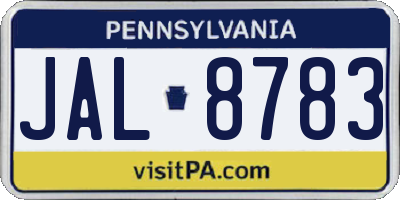 PA license plate JAL8783