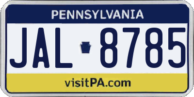 PA license plate JAL8785