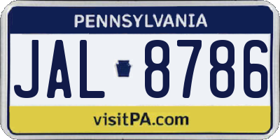 PA license plate JAL8786