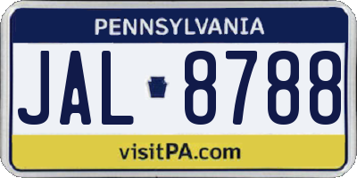 PA license plate JAL8788