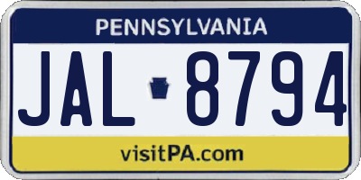 PA license plate JAL8794