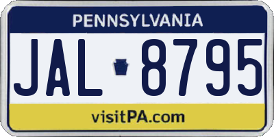 PA license plate JAL8795