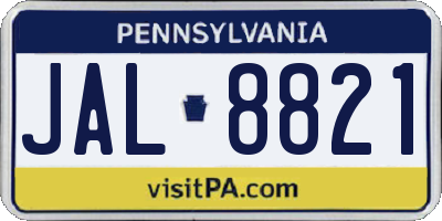 PA license plate JAL8821