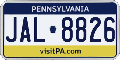 PA license plate JAL8826