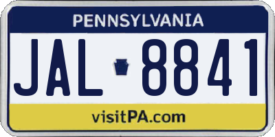 PA license plate JAL8841