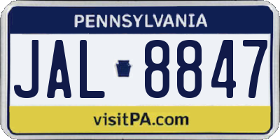 PA license plate JAL8847