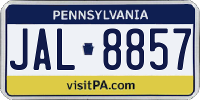 PA license plate JAL8857