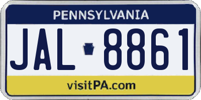 PA license plate JAL8861