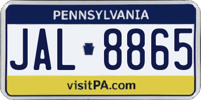 PA license plate JAL8865