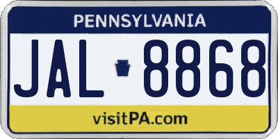 PA license plate JAL8868