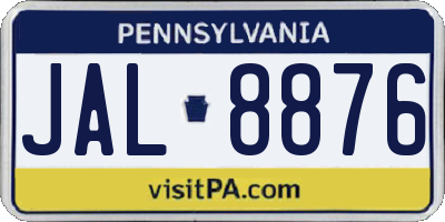 PA license plate JAL8876