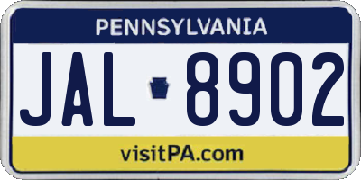 PA license plate JAL8902