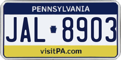 PA license plate JAL8903
