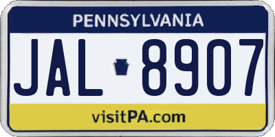 PA license plate JAL8907