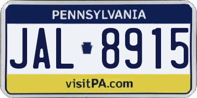 PA license plate JAL8915