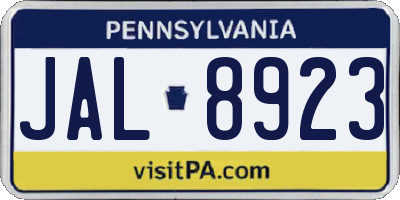 PA license plate JAL8923