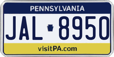 PA license plate JAL8950