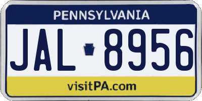 PA license plate JAL8956