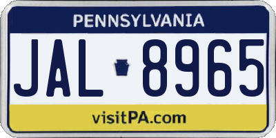 PA license plate JAL8965