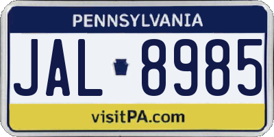 PA license plate JAL8985