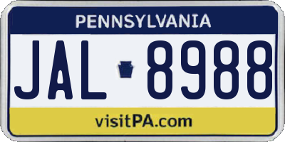 PA license plate JAL8988