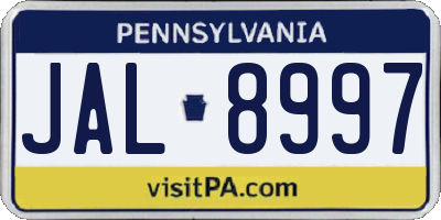 PA license plate JAL8997