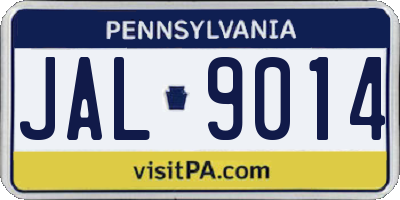 PA license plate JAL9014