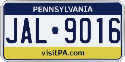 PA license plate JAL9016