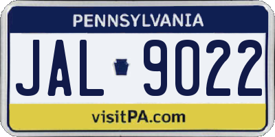 PA license plate JAL9022