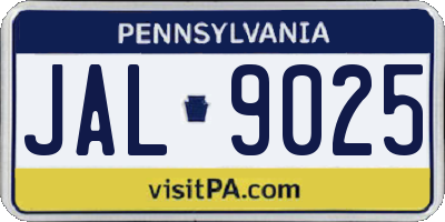 PA license plate JAL9025